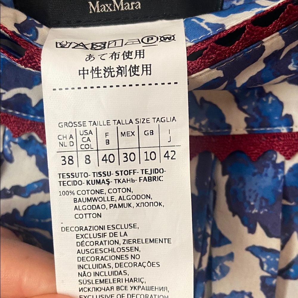 Weekend Max Mara Ossola Printed Midi Skirt Blue White Floral Size 8 - Picture 4 of 6